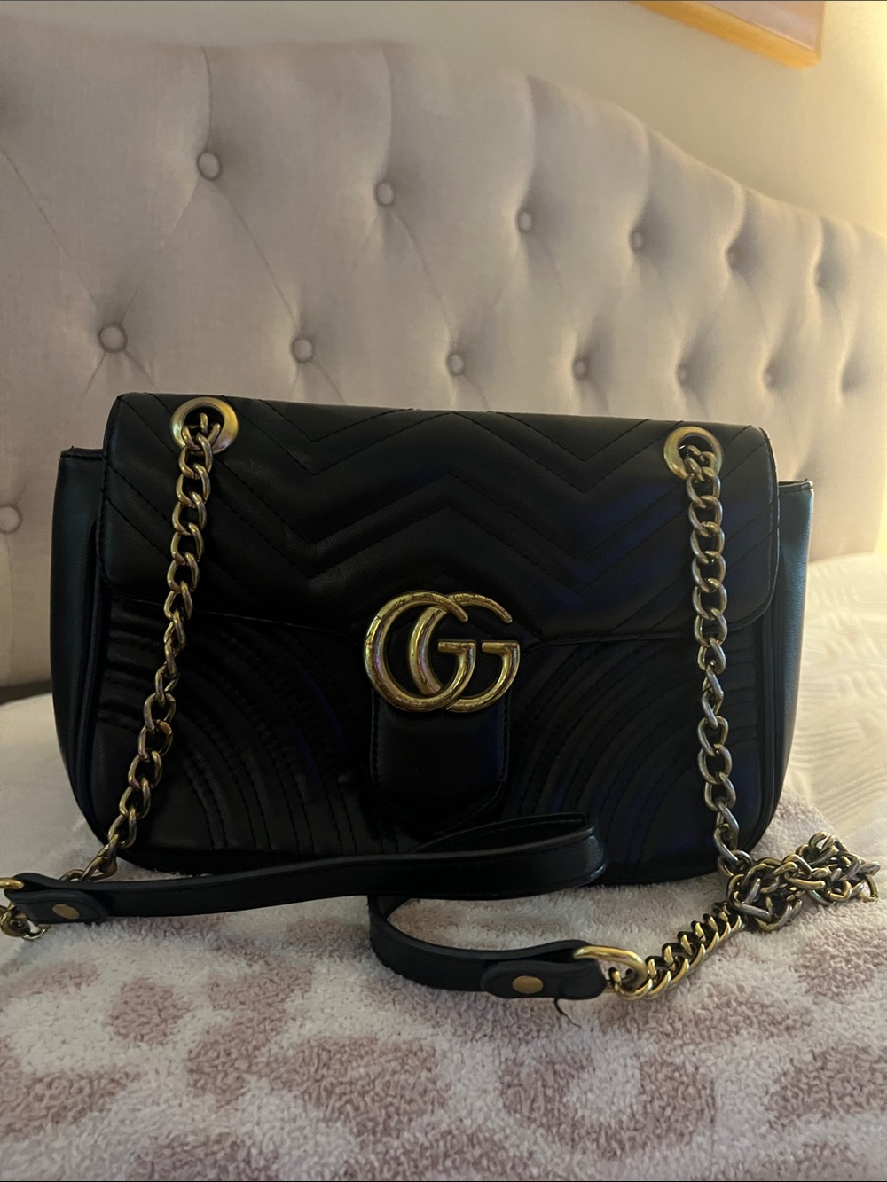Black Quilted Chain Shoulder Crossbody Bag | Gold Hardware | Boutique Style